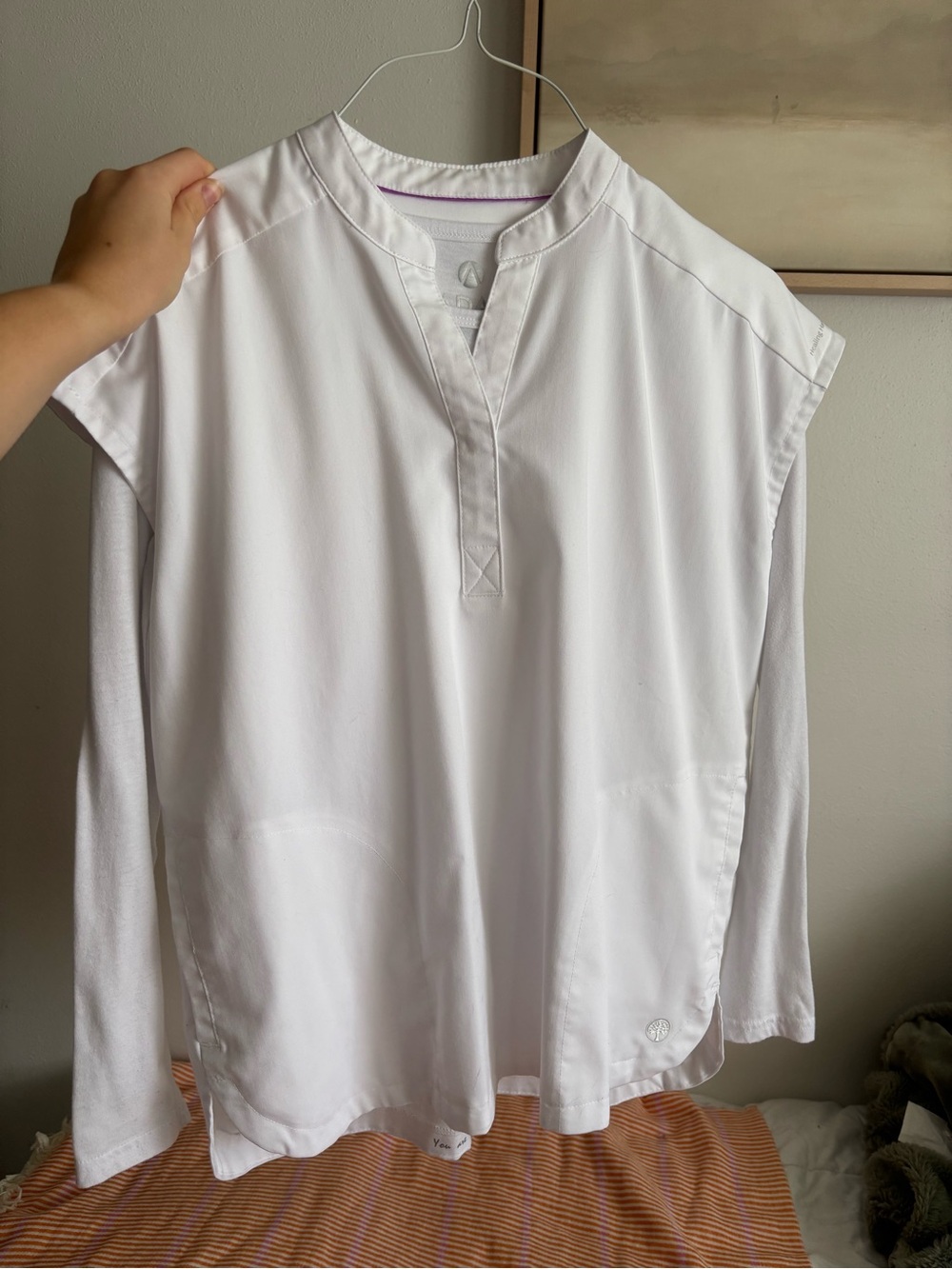 Women’s Healing Hands White Scrub Top